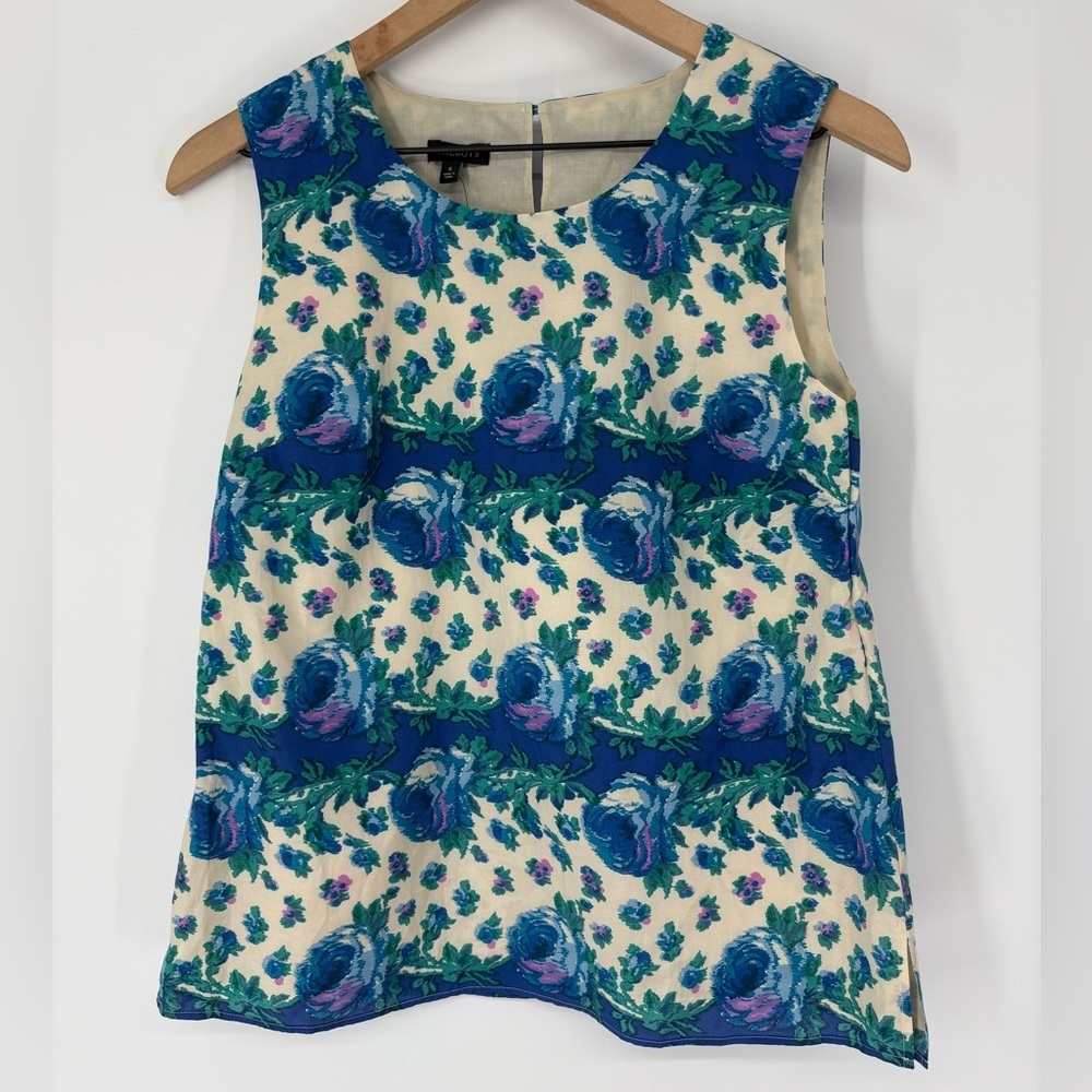 Talbots Silk Blend Sleeveless Baroque Rose Floral Blouse - Picture 1 of 7
